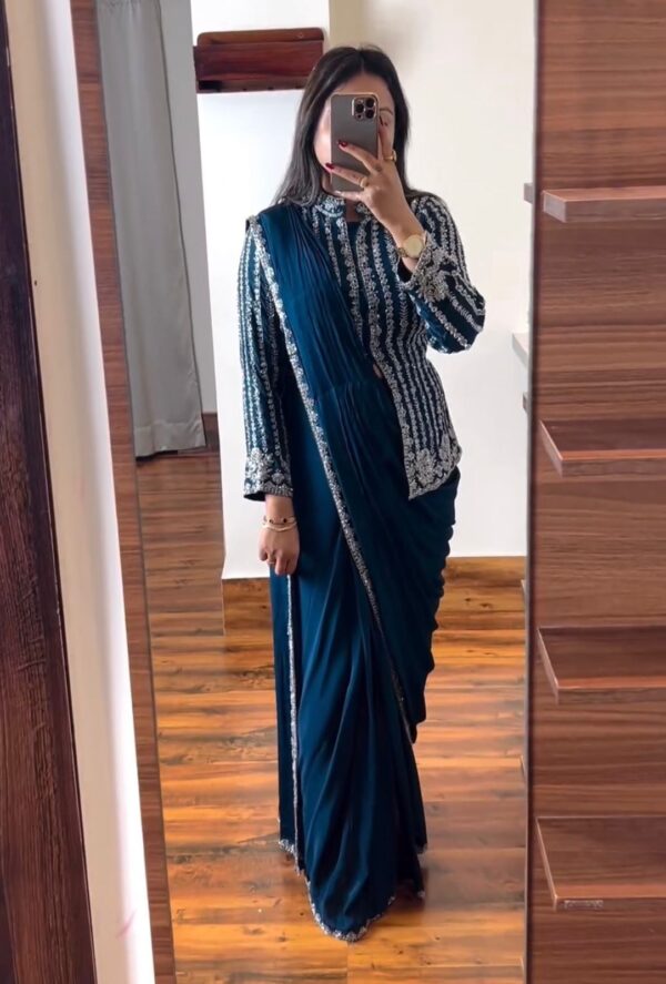 New Super Trending Embroidery cording work ready to wear saree