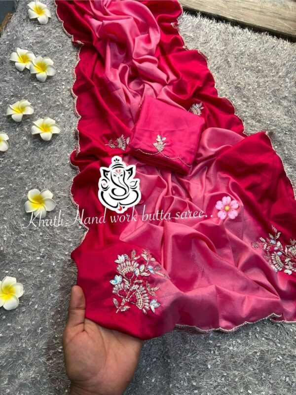 Beautiful pending colour shade wedding wear saree - Image 2
