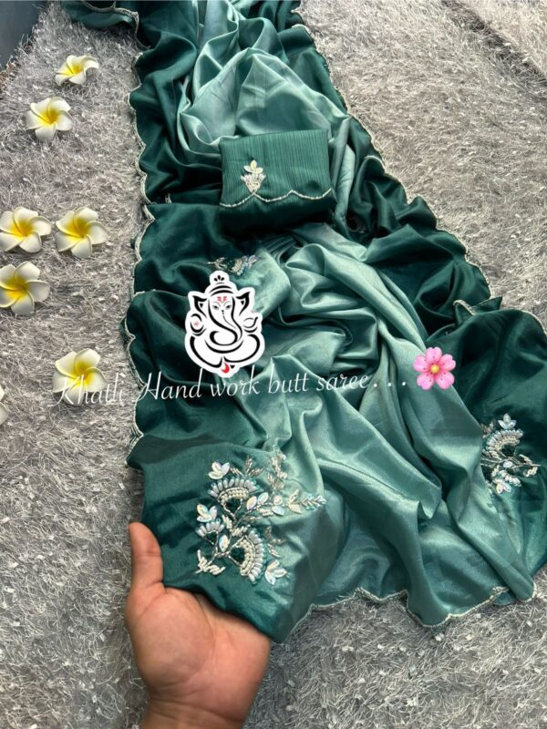 Beautiful pending colour shade wedding wear saree - Image 3