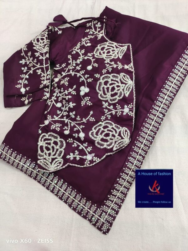 sequence embroidery work border in full saree - Image 6
