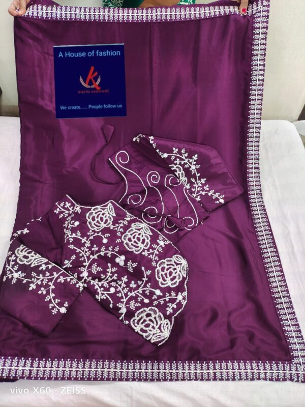 sequence embroidery work border in full saree - Image 2