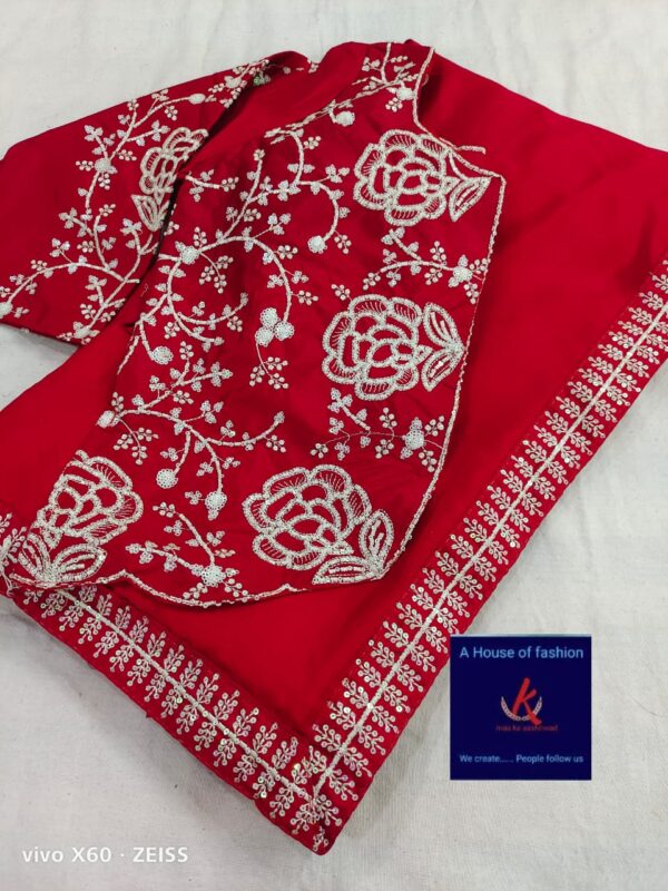 sequence embroidery work border in full saree - Image 3
