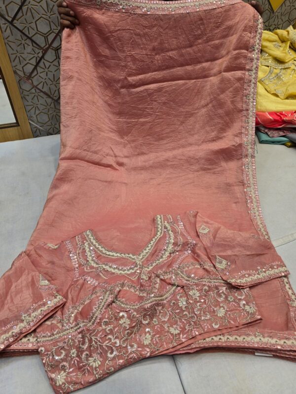 pure munga silk ,H.O Silk , Chinon silk Banarasi weaving and all fancy fabric  - Image 5