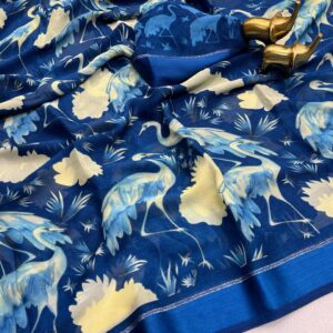 premium moss saree with sartin Border and zari line
