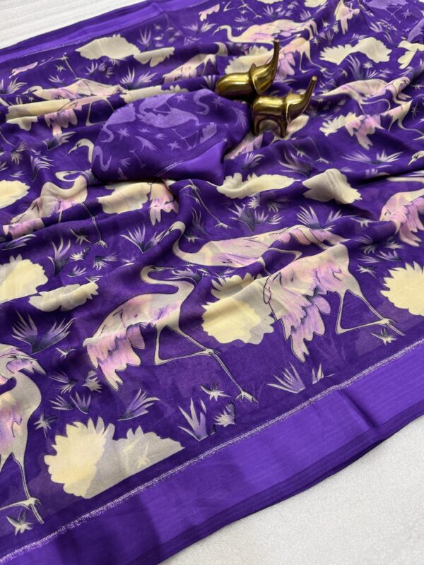premium moss saree with sartin Border and zari line - Image 3