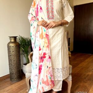cotton schiffle chikankari suit