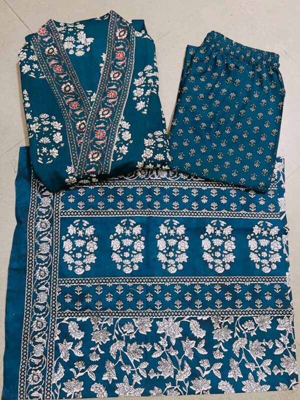 NEW FULL COTTON PRINT HAND WORK ANARKALI KURTI PANT MALMAL DUPATTA ARRIVAL - Image 7