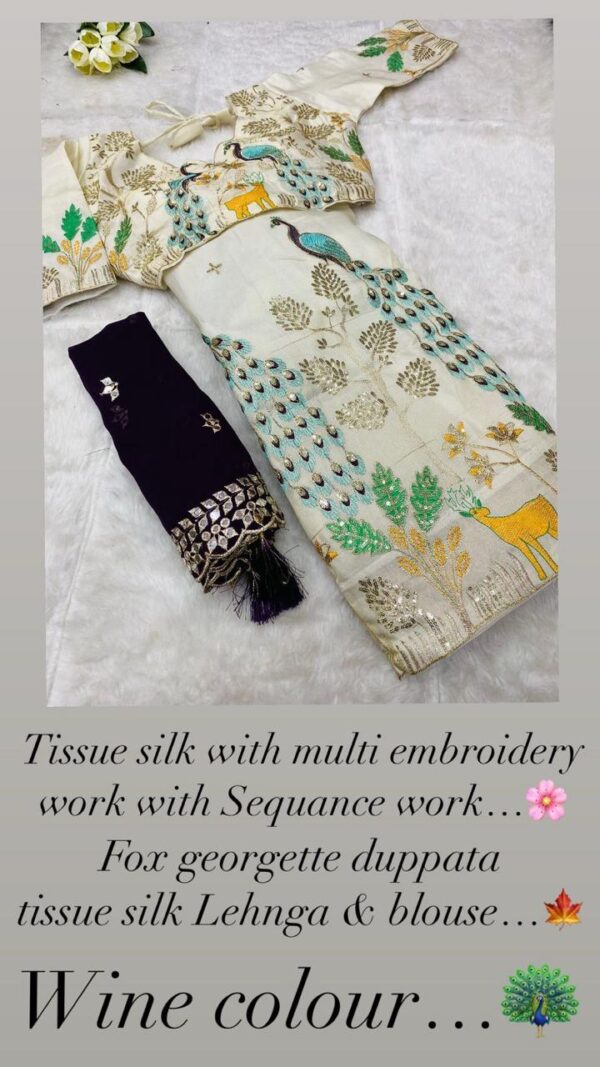 Lehenga Embroidery Thread & Sequance work - Image 5