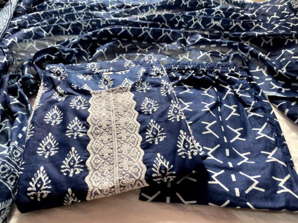 Great Look Indigo Kurti Pant Dupatta - Image 4