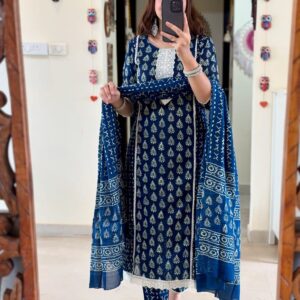 Great Look Indigo Kurti Pant Dupatta
