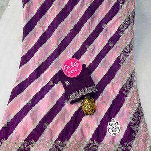 New Fancy chinon silk Fabric With Beautiful embroidery Work on Whole Saree Best Fabric Guarantee