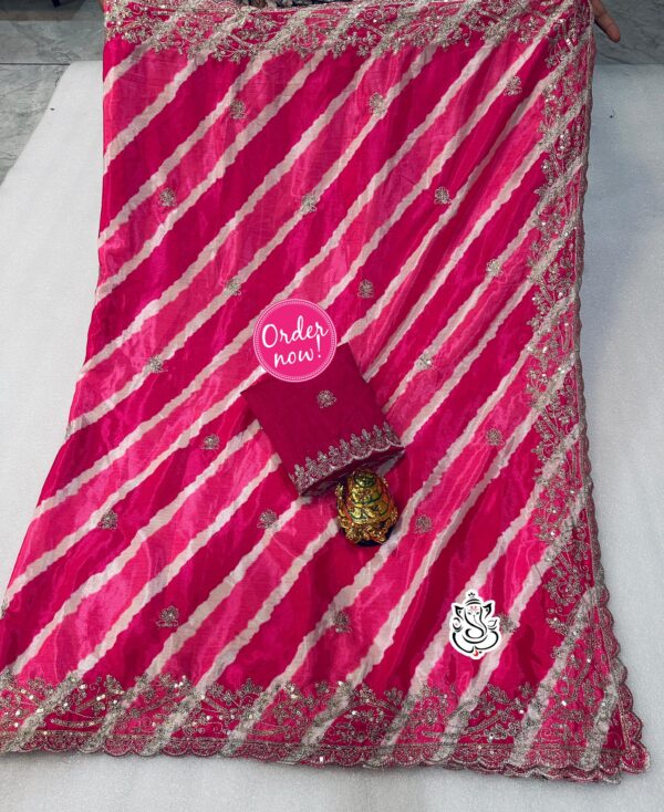 New Fancy chinon silk Fabric With Beautiful embroidery Work on Whole Saree Best Fabric Guarantee - Image 6