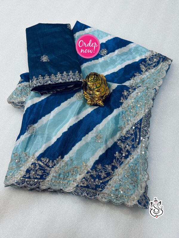 New Fancy chinon silk Fabric With Beautiful embroidery Work on Whole Saree Best Fabric Guarantee - Image 2