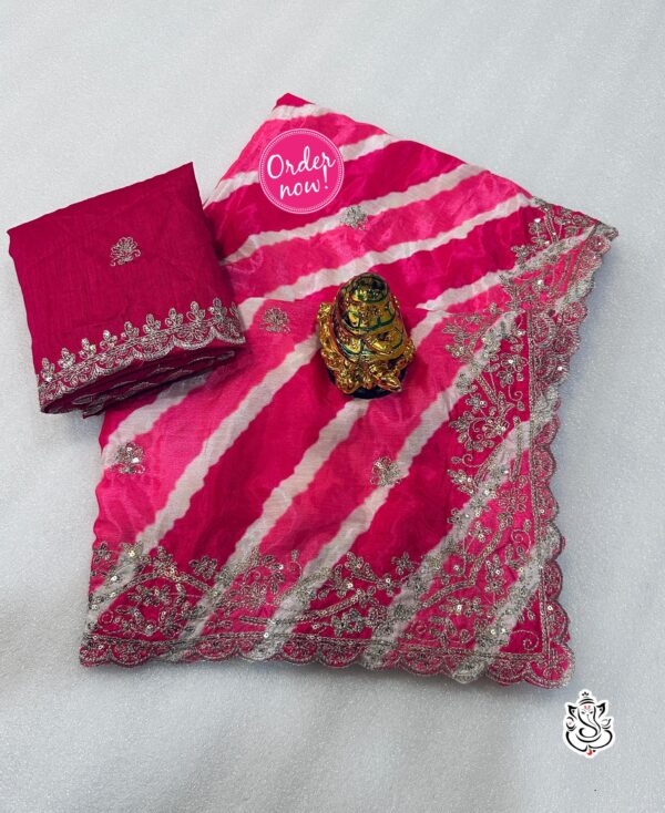 New Fancy chinon silk Fabric With Beautiful embroidery Work on Whole Saree Best Fabric Guarantee - Image 3