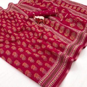 soft cotton feel saree with zari woven border