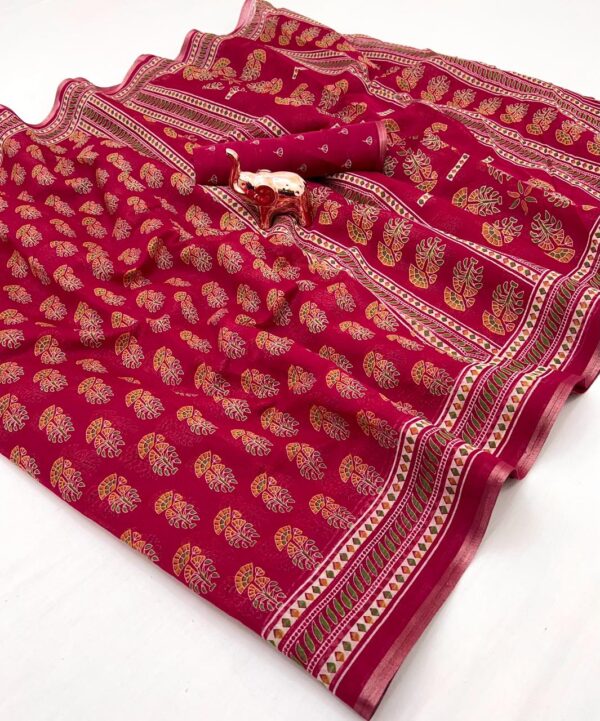 soft cotton feel saree with zari woven border