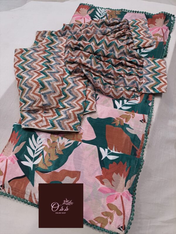 Heavy Silky Cinon crep Saree - Image 4