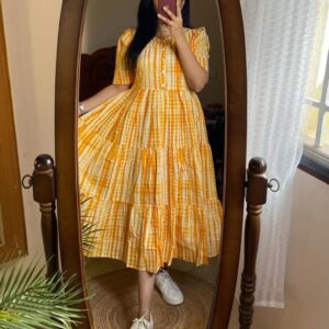 Beautiful ikkat print Cotton Full Flair Middy Gown