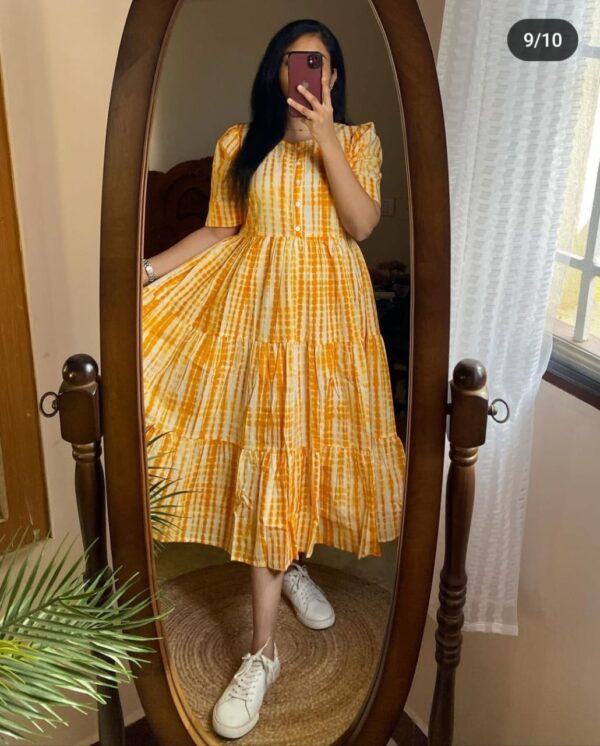 Beautiful ikkat print Cotton Full Flair Middy Gown