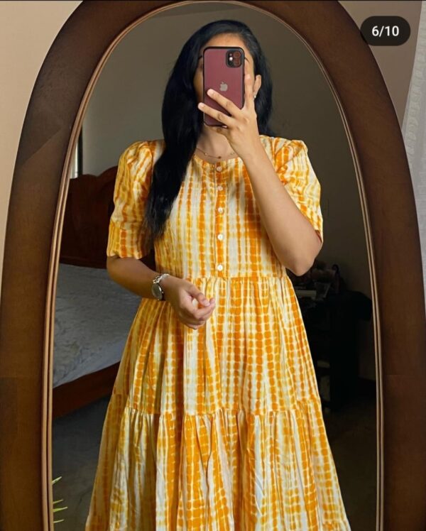 Beautiful ikkat print Cotton Full Flair Middy Gown - Image 3