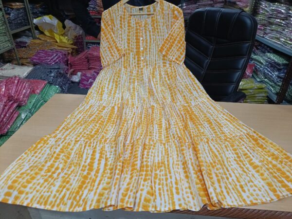 Beautiful ikkat print Cotton Full Flair Middy Gown - Image 4