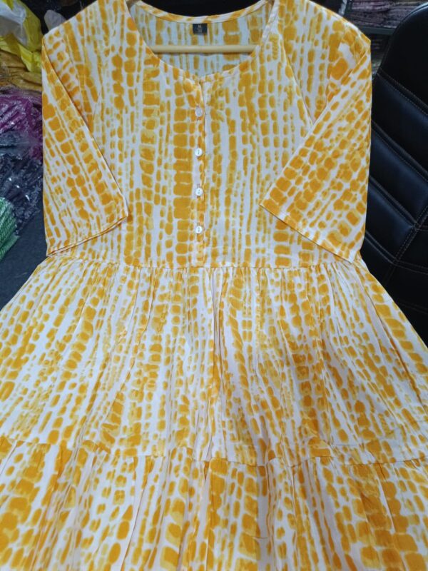 Beautiful ikkat print Cotton Full Flair Middy Gown - Image 5